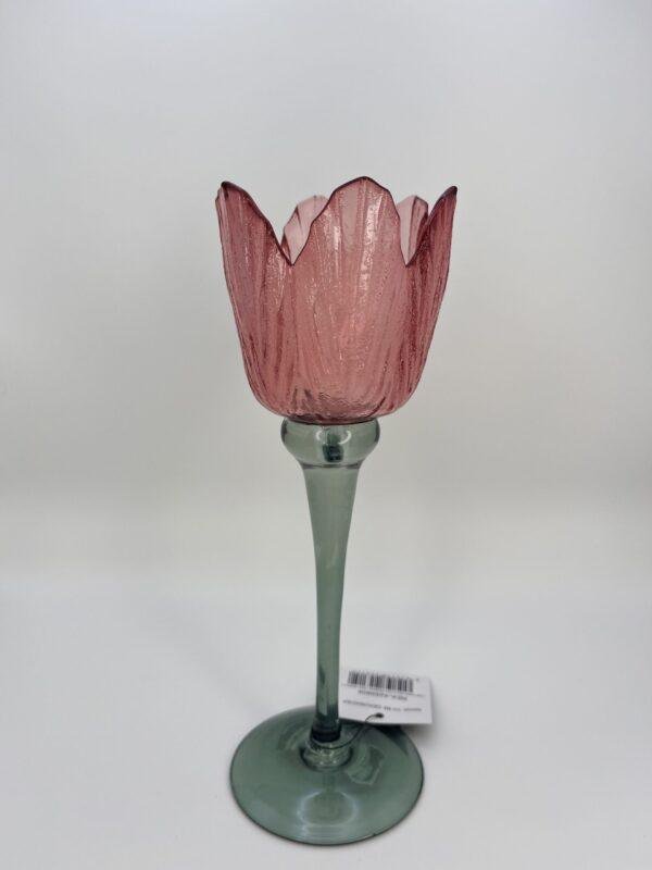 Bougeoir tulipe rose - Petit