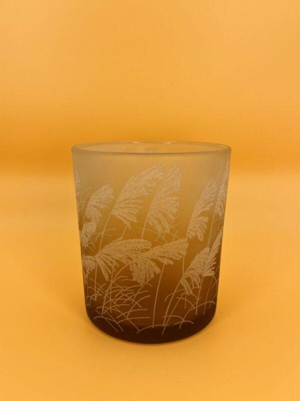 Photophore en verre motif feuilles au vent (petit)