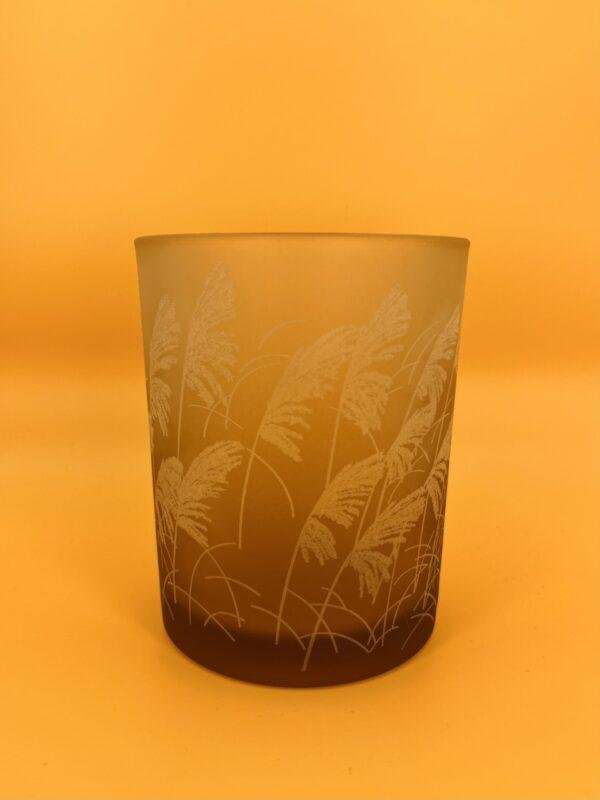 Photophore en verre motif feuilles au vent (moyen)