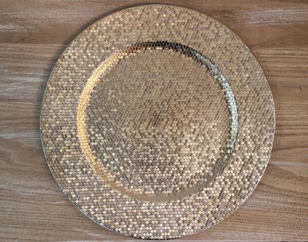 Plateau rond motifs hexagonal
