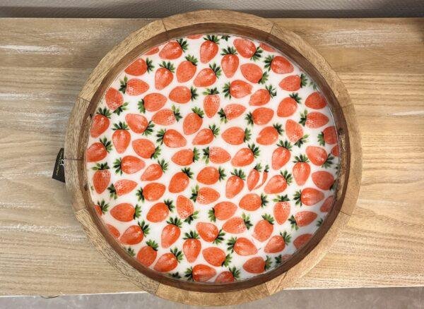 Plateau rond en bois fraise
