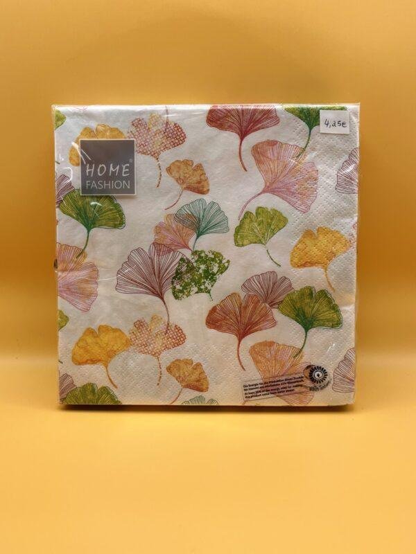 Paquet de serviettes ginkgos colorés