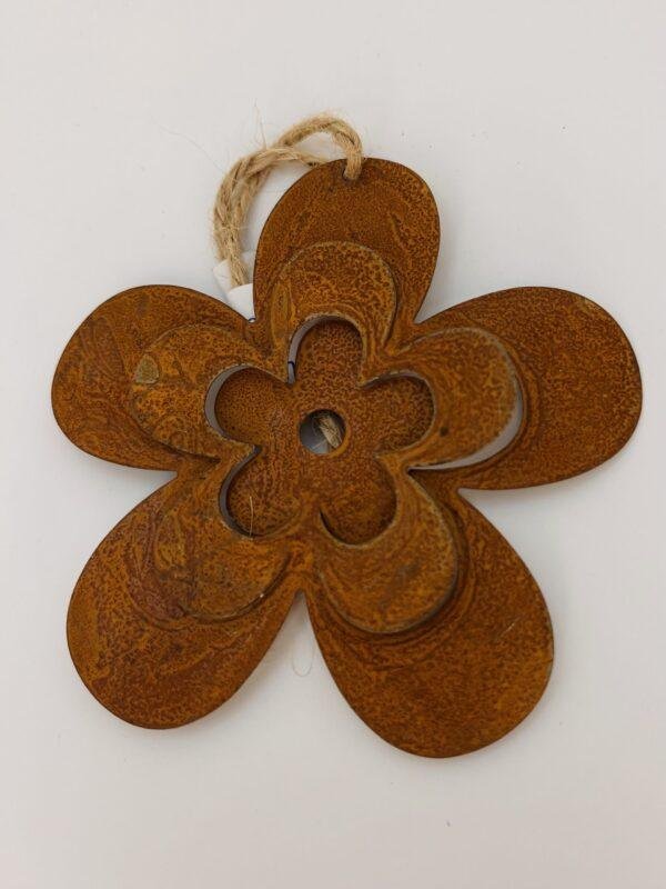 Suspension fleur en acier Corten