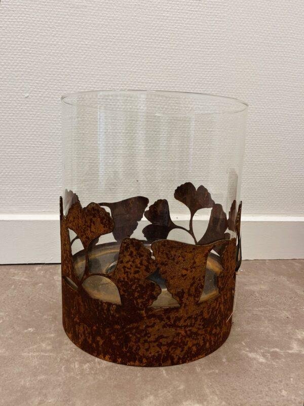 Grand bougeoir fleurs en acier Corten