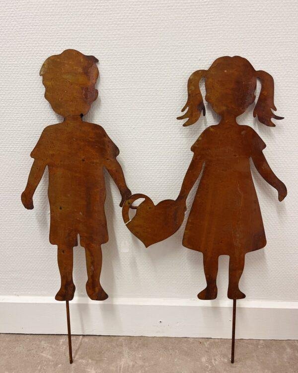Couple d'enfants - acier Corten