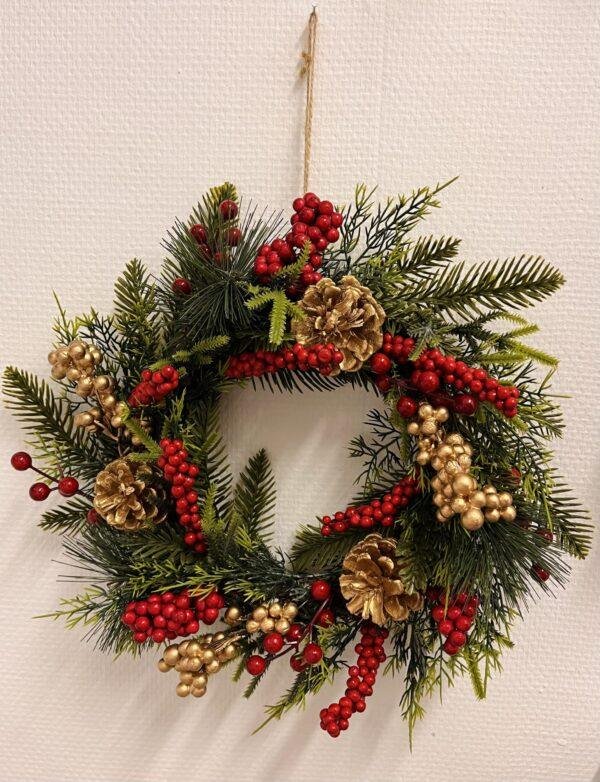Couronne de Noël - rouge & dorée