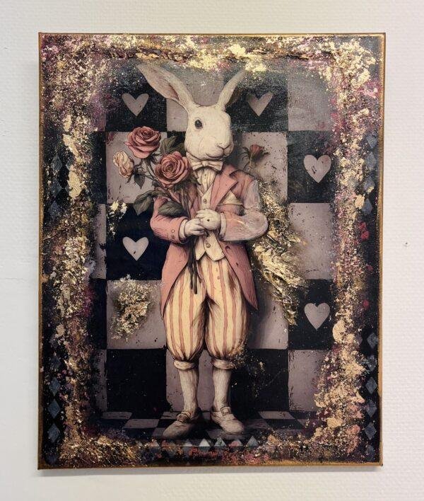 Peinture sur toile - Lapin élégant Alice aux pays des merveilles