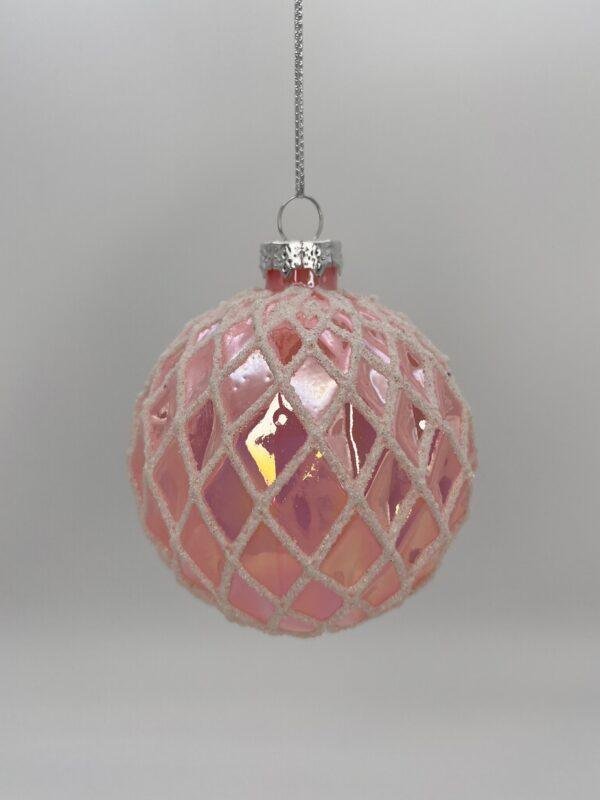 Boule de Noel Rose - Losanges
