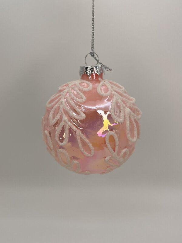 Boule de Noël rose - Feuillage