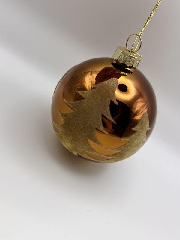 Boule de Noël cuivrée - Sapin en velours