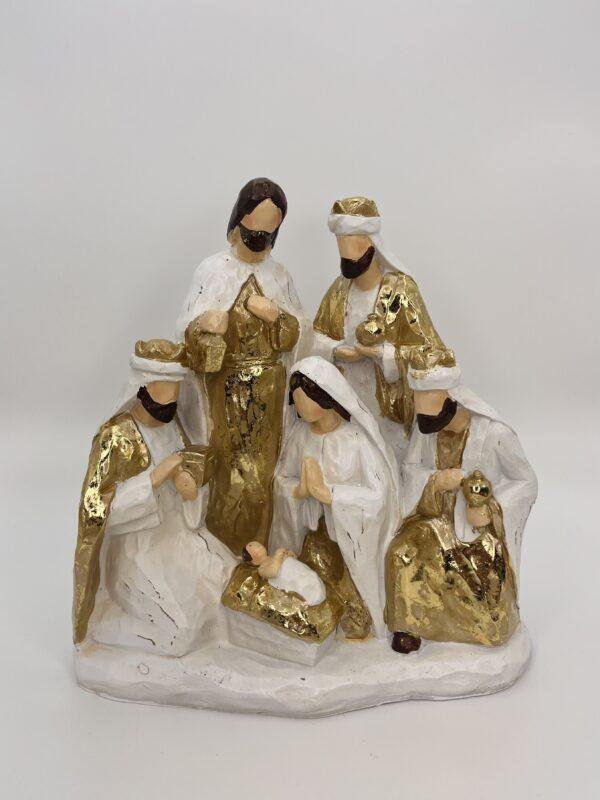 Crèche nativité blanche et or