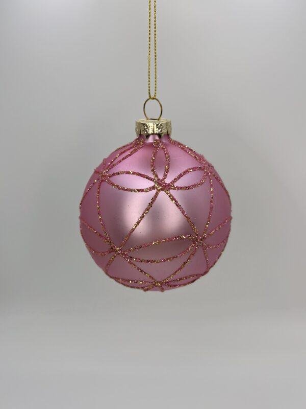 Boule de Noël Rose - Fleurs