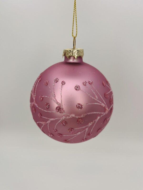 Boule de Noël rose - Strass & Paillettes