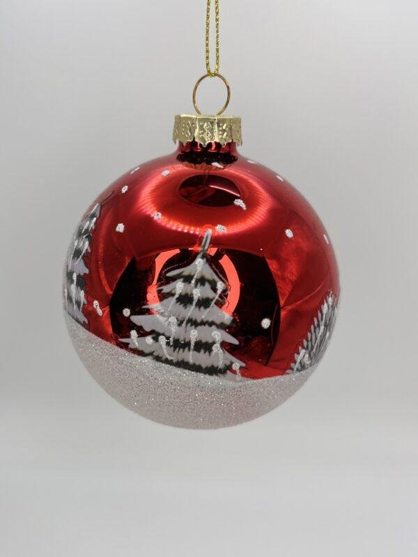 Boule de Noël rouge - Village